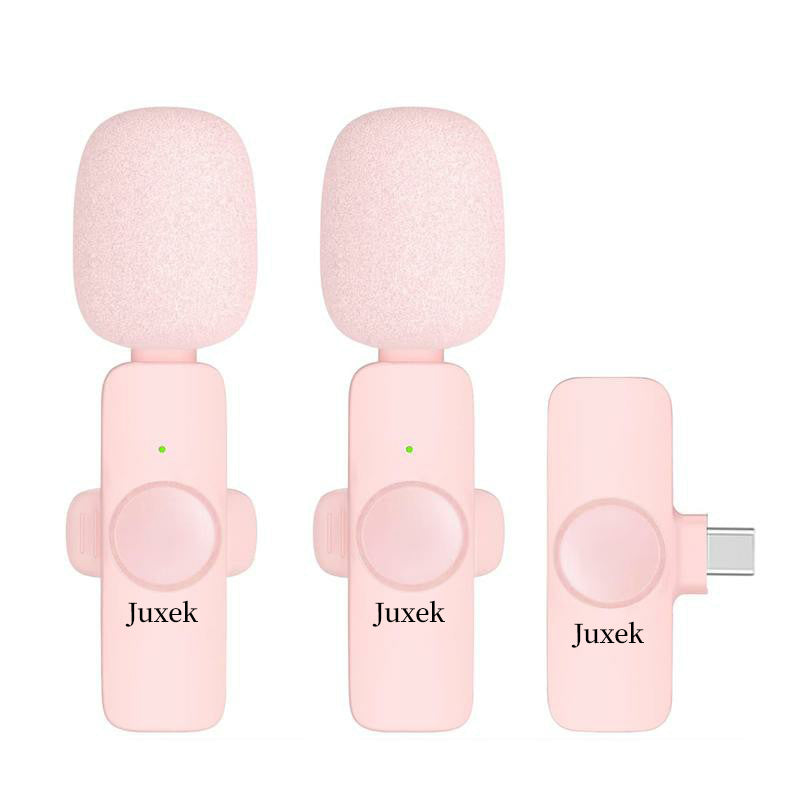 2 Pcs Pink Wireless Lavalier Mini Microphone for phone pad, Professional Lapel Mics