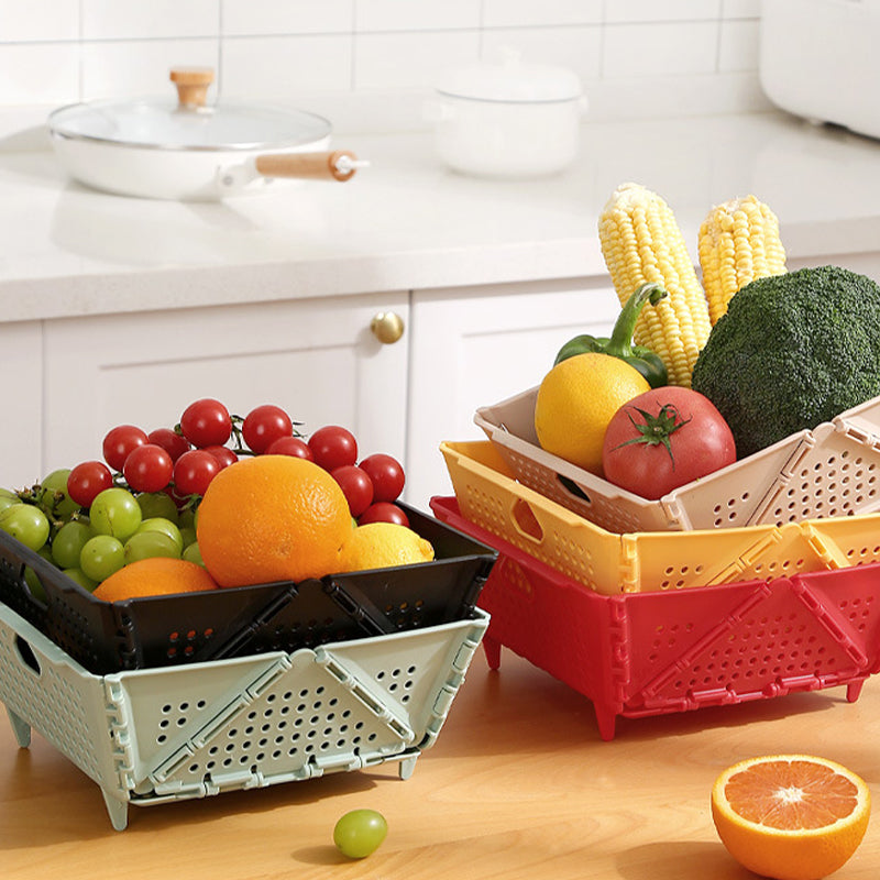QIAWI™ Foldable Collapsible Drain Basket & Storage Organizer, Food Safe Dishwasher Safe BPA Free
