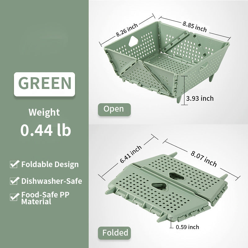 QIAWI™ Foldable Collapsible Drain Basket & Storage Organizer, Food Safe Dishwasher Safe BPA Free