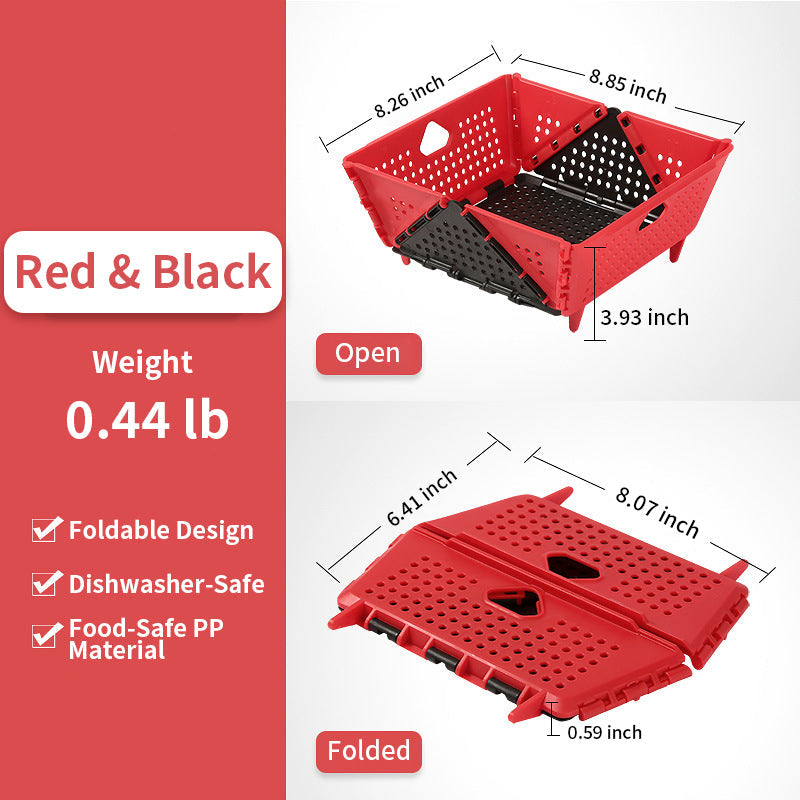 QIAWI™ Foldable Collapsible Drain Basket & Storage Organizer, Food Safe Dishwasher Safe BPA Free