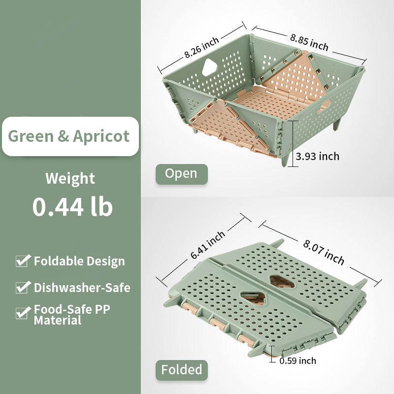 QIAWI™ Foldable Collapsible Drain Basket & Storage Organizer, Food Safe Dishwasher Safe BPA Free