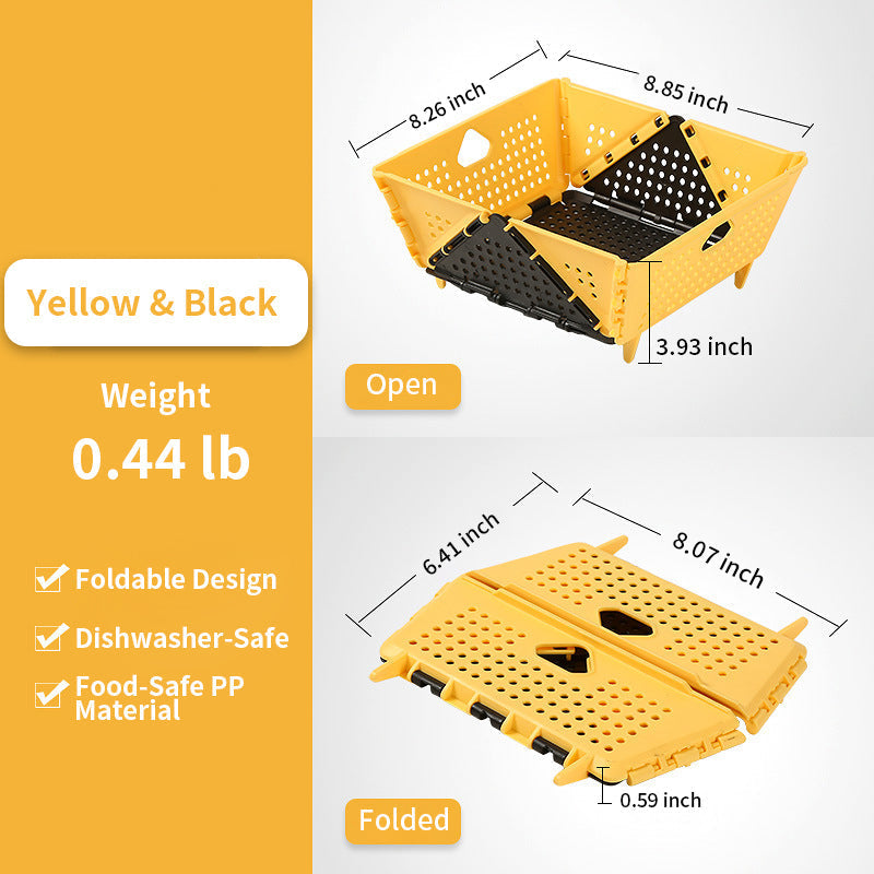 QIAWI™ Foldable Collapsible Drain Basket & Storage Organizer, Food Safe Dishwasher Safe BPA Free