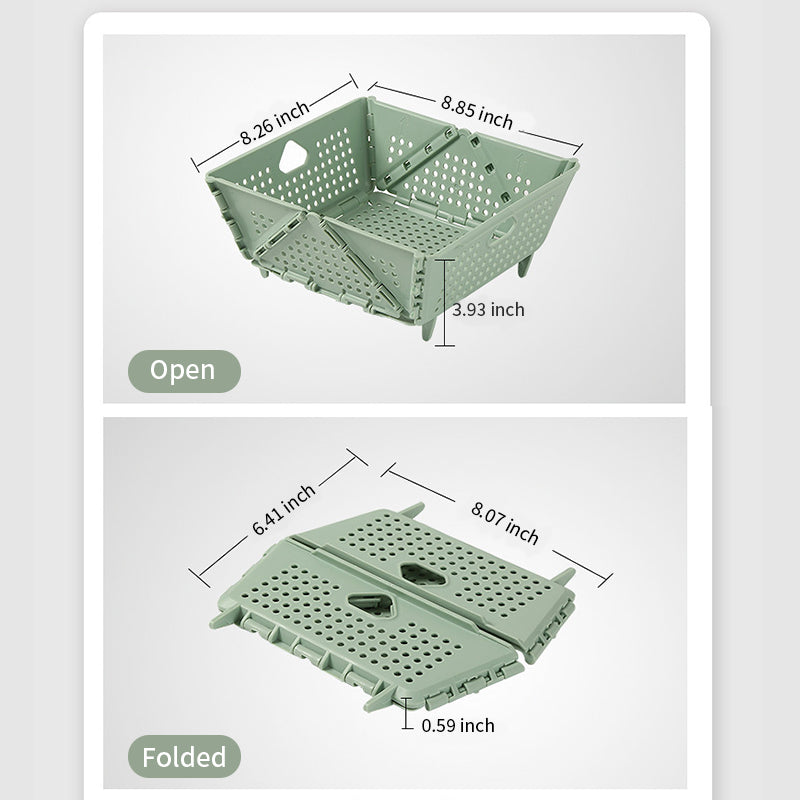 QIAWI™ Foldable Collapsible Drain Basket & Storage Organizer, Food Safe Dishwasher Safe BPA Free
