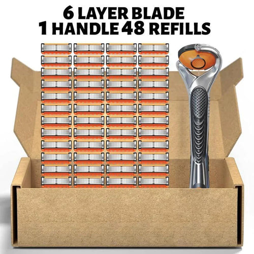 48-Piece Men's Razor Blade Set: Free Handle + Ultra Sharp Steel for Smooth Shaving