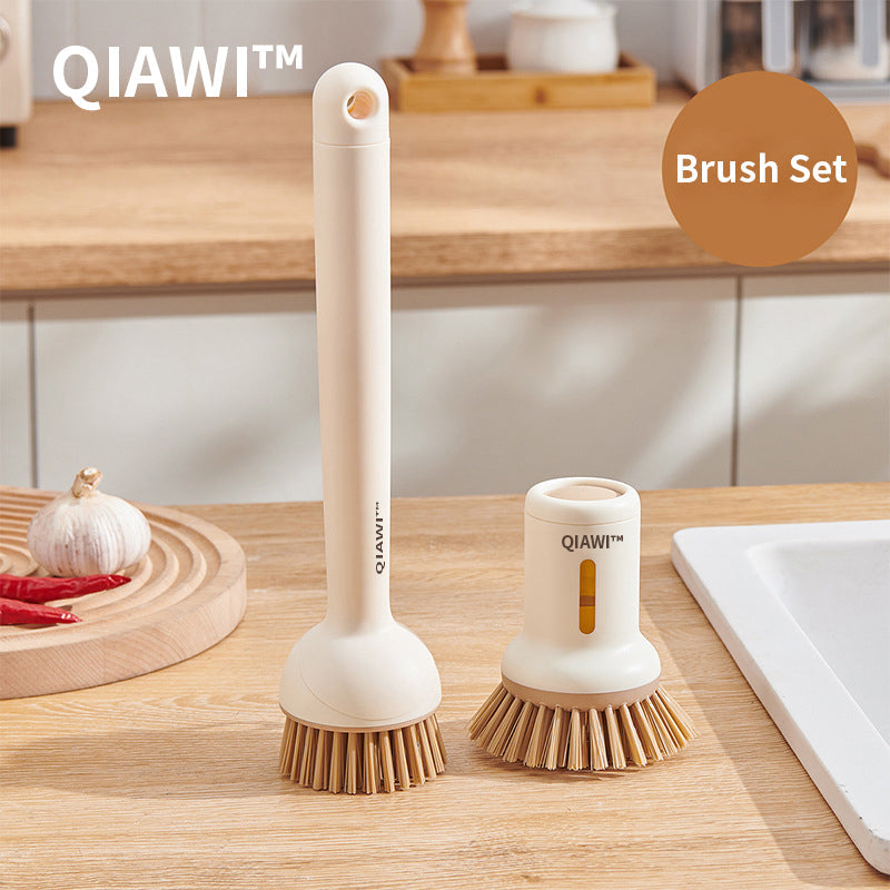 QIAWI™ Adjustable Pan Brush Set, Long & Short Handle Scrubber for Pots, Pans, Dishes & Kitchen Cleaning