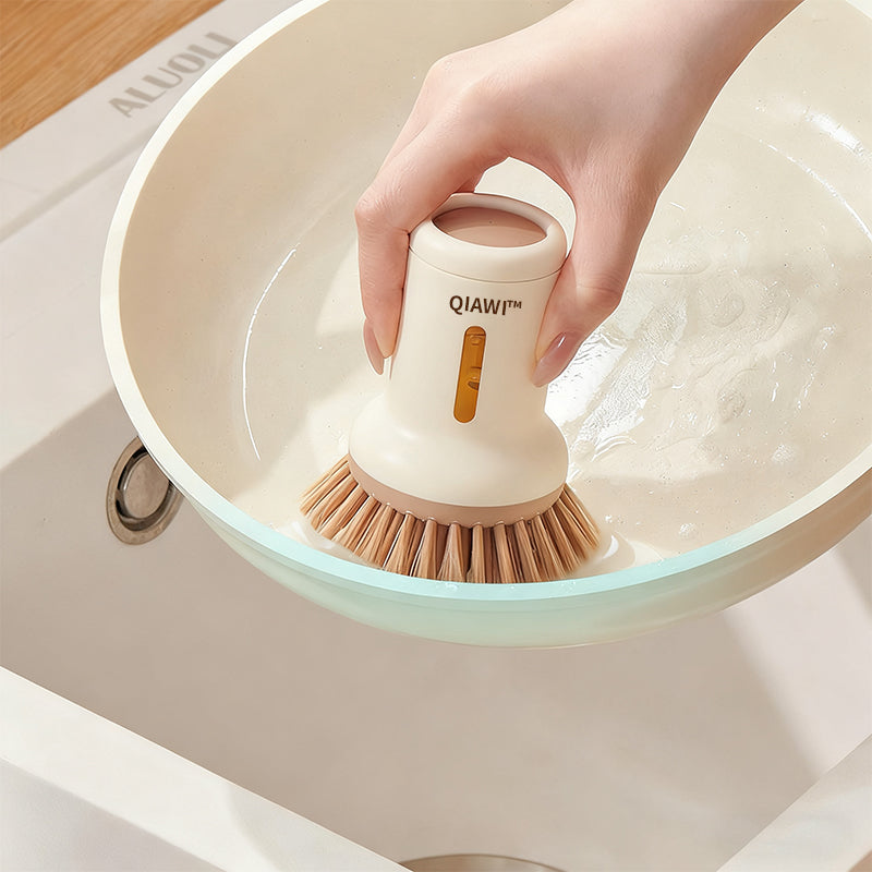 QIAWI™ Adjustable Pan Brush Set, Long & Short Handle Scrubber for Pots, Pans, Dishes & Kitchen Cleaning