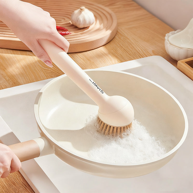 QIAWI™ Adjustable Pan Brush Set, Long & Short Handle Scrubber for Pots, Pans, Dishes & Kitchen Cleaning