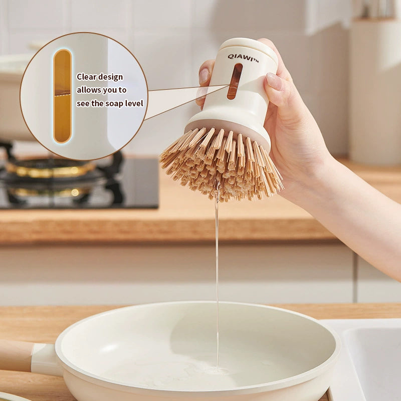 QIAWI™ Adjustable Pan Brush Set, Long & Short Handle Scrubber for Pots, Pans, Dishes & Kitchen Cleaning