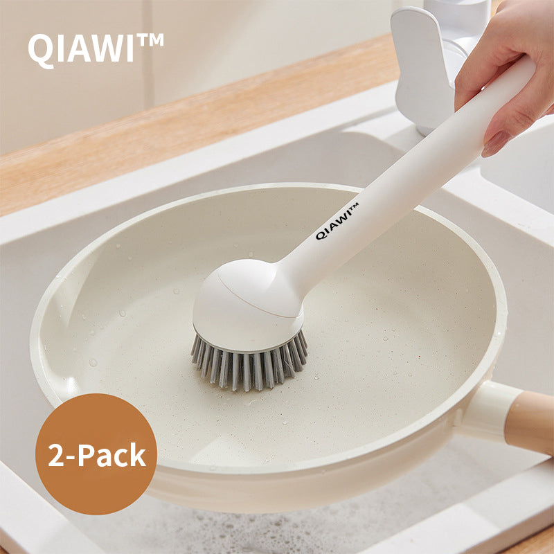 QIAWI™ Adjustable Pan Brush Set, Long & Short Handle Scrubber for Pots, Pans, Dishes & Kitchen Cleaning