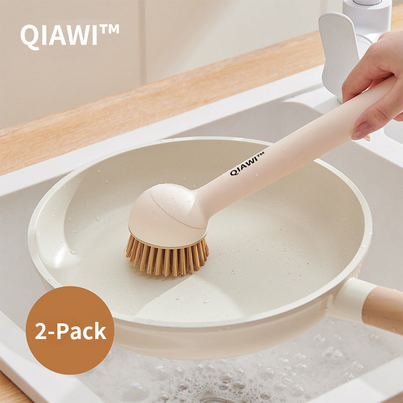 QIAWI™ Adjustable Pan Brush Set, Long & Short Handle Scrubber for Pots, Pans, Dishes & Kitchen Cleaning