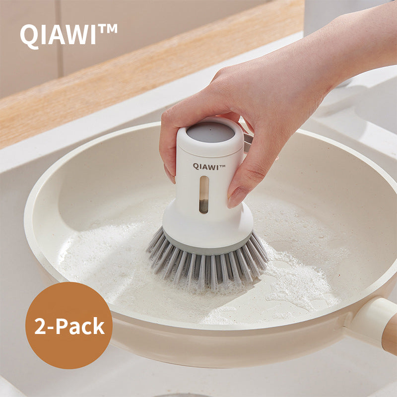 QIAWI™ Adjustable Pan Brush Set, Long & Short Handle Scrubber for Pots, Pans, Dishes & Kitchen Cleaning