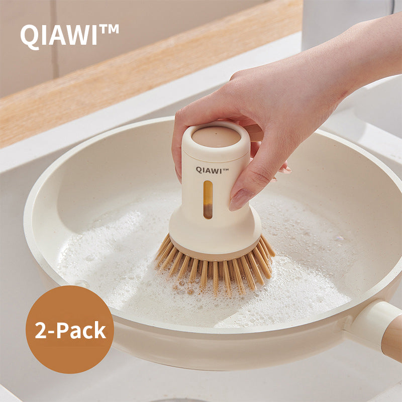 QIAWI™ Adjustable Pan Brush Set, Long & Short Handle Scrubber for Pots, Pans, Dishes & Kitchen Cleaning