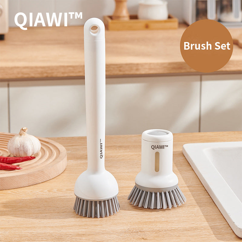 QIAWI™ Adjustable Pan Brush Set, Long & Short Handle Scrubber for Pots, Pans, Dishes & Kitchen Cleaning