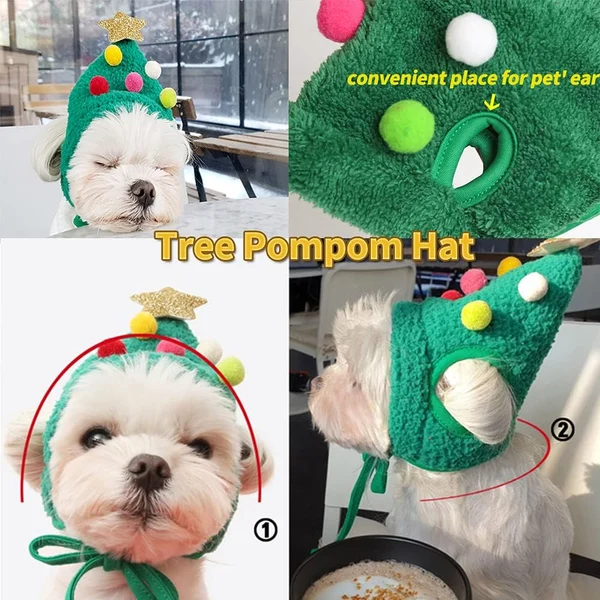 Adorable Christmas Pom-Pom Hat for Your Furry Friend Pets' Christmas