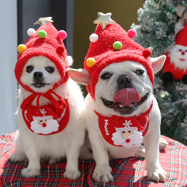 Adorable Christmas Pom-Pom Hat for Your Furry Friend Pets' Christmas