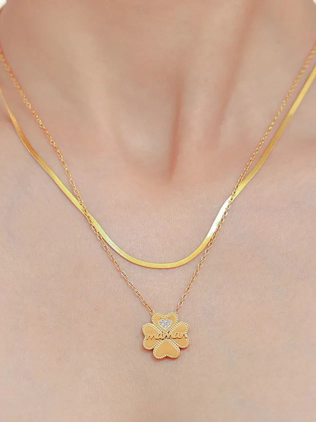 Gold - Tone Layered Flower Pendant Necklace