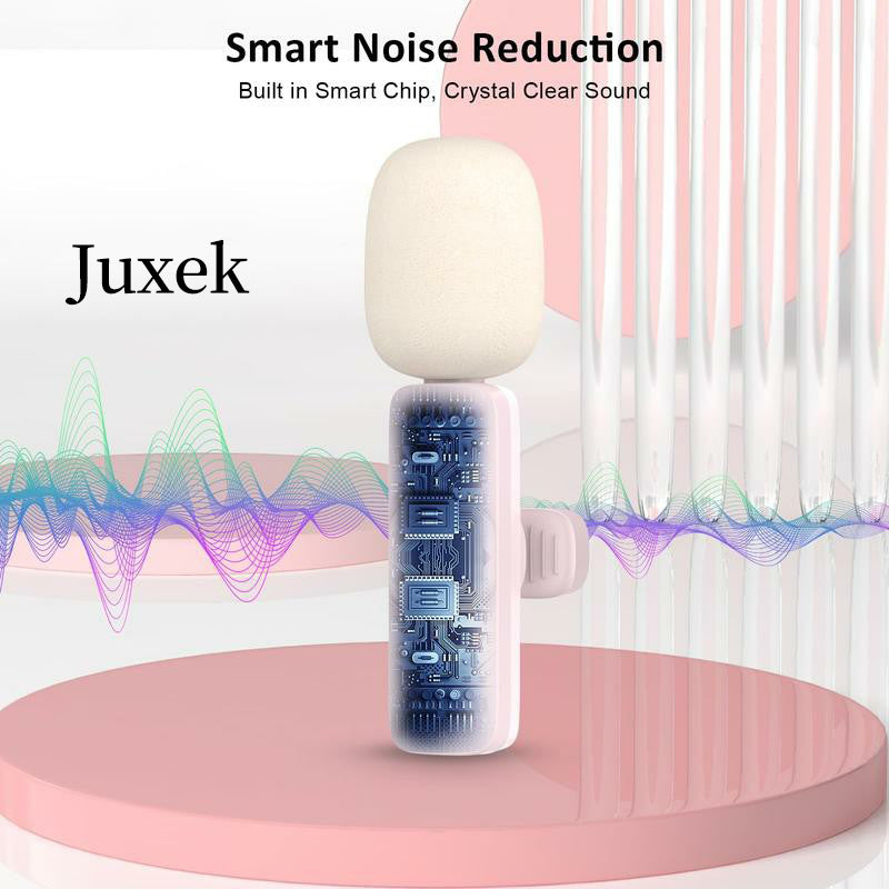 2 Pcs Pink Wireless Lavalier Mini Microphone for phone pad, Professional Lapel Mics