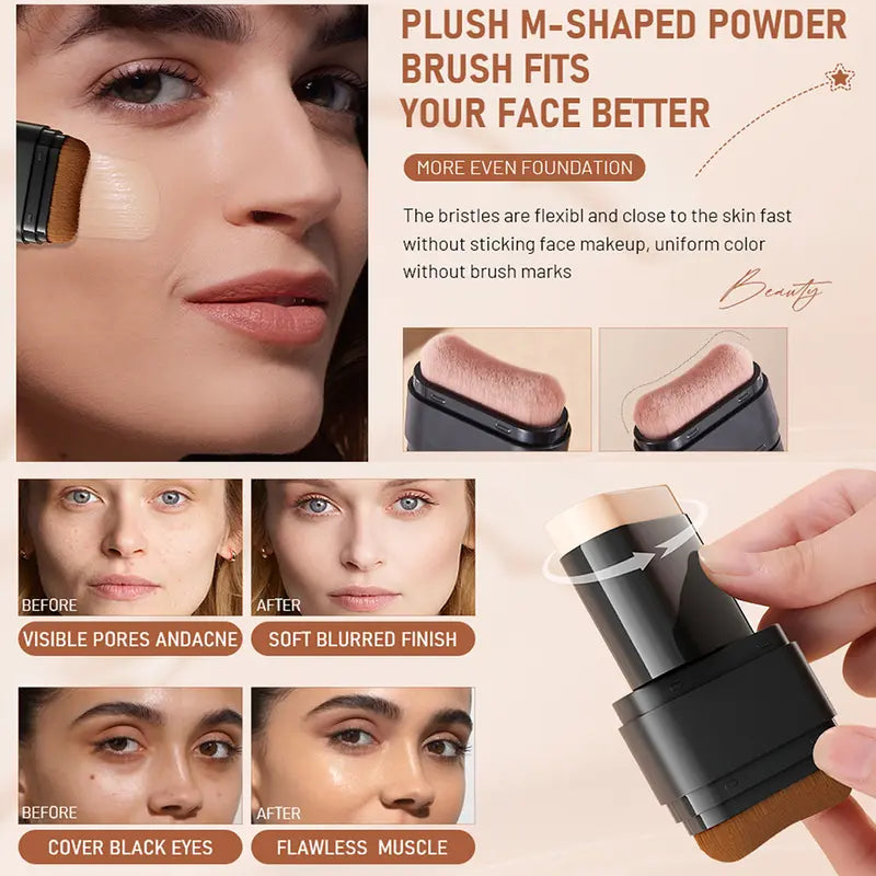 TAILEDEN™5-color Dual -Ended Foundation Concealer Stick Dual-ended with Built-in Brush, Moisturizing & Lightweight