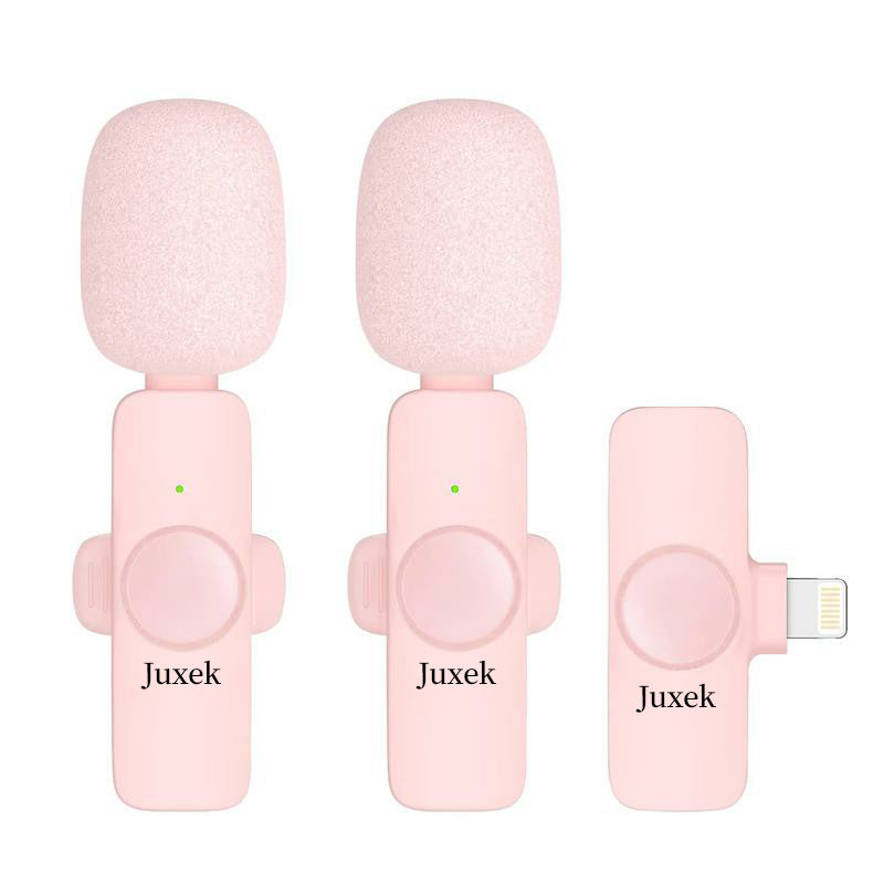 2 Pcs Pink Wireless Lavalier Mini Microphone for phone pad, Professional Lapel Mics