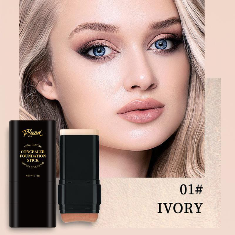 TAILEDEN™5-color Dual -Ended Foundation Concealer Stick Dual-ended with Built-in Brush, Moisturizing & Lightweight