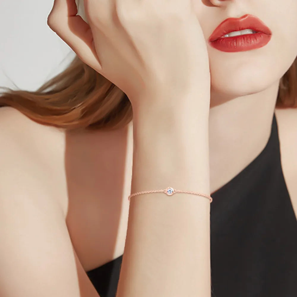 Rose Gold Bracelet with Solitaire Gemstone