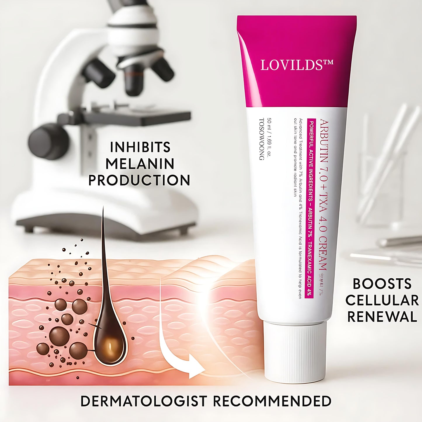 LOVILDS™ Revive Cream: Abutin 7% + Traneaxamic Acid 4%