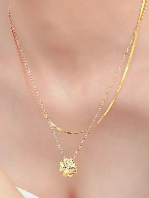 Gold - Tone Layered Flower Pendant Necklace
