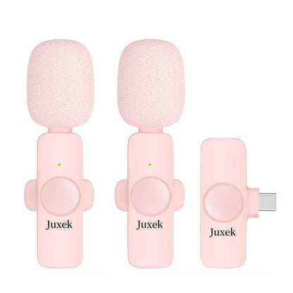 2 Pcs Pink Wireless Lavalier Mini Microphone for phone pad, Professional Lapel Mics