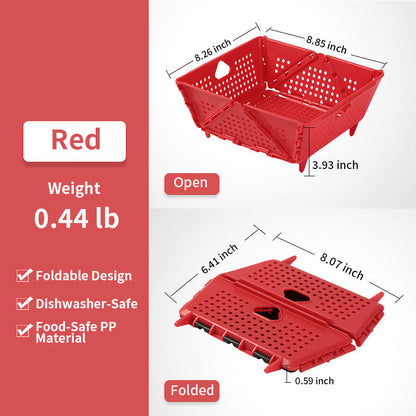 QIAWI™ Foldable Collapsible Drain Basket & Storage Organizer, Food Safe Dishwasher Safe BPA Free