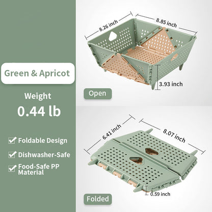 QIAWI™ Foldable Collapsible Drain Basket & Storage Organizer, Food Safe Dishwasher Safe BPA Free