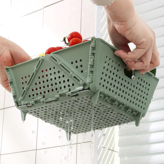 QIAWI™ Foldable Collapsible Drain Basket & Storage Organizer, Food Safe Dishwasher Safe BPA Free