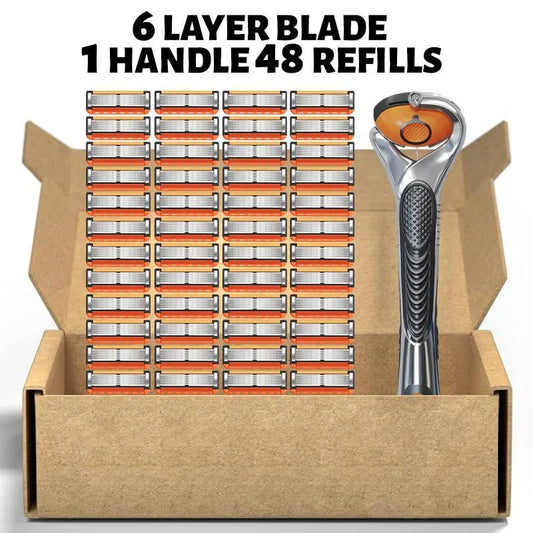 48-Piece Men's Razor Blade Set: Free Handle + Ultra Sharp Steel for Smooth Shaving