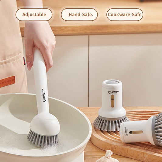 QIAWI™ Adjustable Pan Brush Set, Long & Short Handle Scrubber for Pots, Pans, Dishes & Kitchen Cleaning