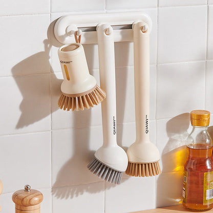 QIAWI™ Adjustable Pan Brush Set, Long & Short Handle Scrubber for Pots, Pans, Dishes & Kitchen Cleaning