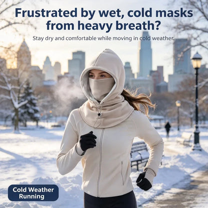2-piece integrated flannel warm face mask and hat, windproof and warm for outdoor cycling, autumn and winter style, warm hat with neck visor.