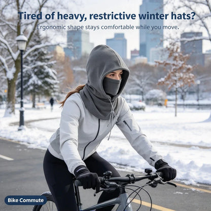 2-piece integrated flannel warm face mask and hat, windproof and warm for outdoor cycling, autumn and winter style, warm hat with neck visor.
