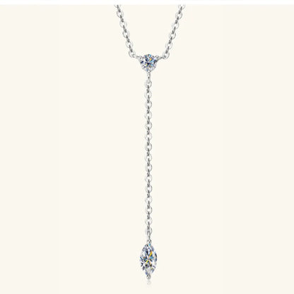 Elegant Gold Necklace with Twin Gemstone Drops - A Sophisticated and Sparkling Neck Adornment