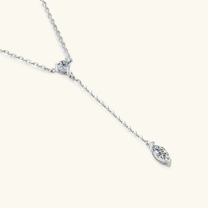 Elegant Gold Necklace with Twin Gemstone Drops - A Sophisticated and Sparkling Neck Adornment