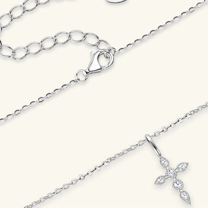 Gold Cross Pendant Necklace with Gemstone Accents
