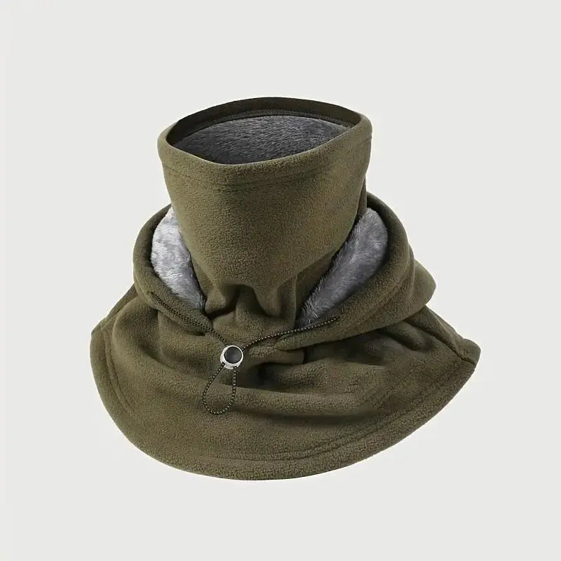 2-piece integrated flannel warm face mask and hat, windproof and warm for outdoor cycling, autumn and winter style, warm hat with neck visor.