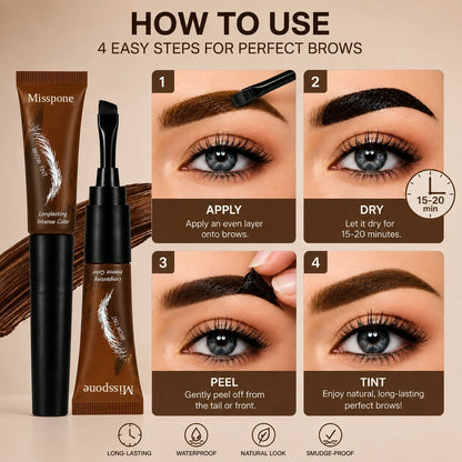 Misspone Peel-Off Brow Tint Natural-Looking, Long-Lasting Brow Color Easy Peel-Off • Smudge-Proof • Waterproof • 5 Natural Shades