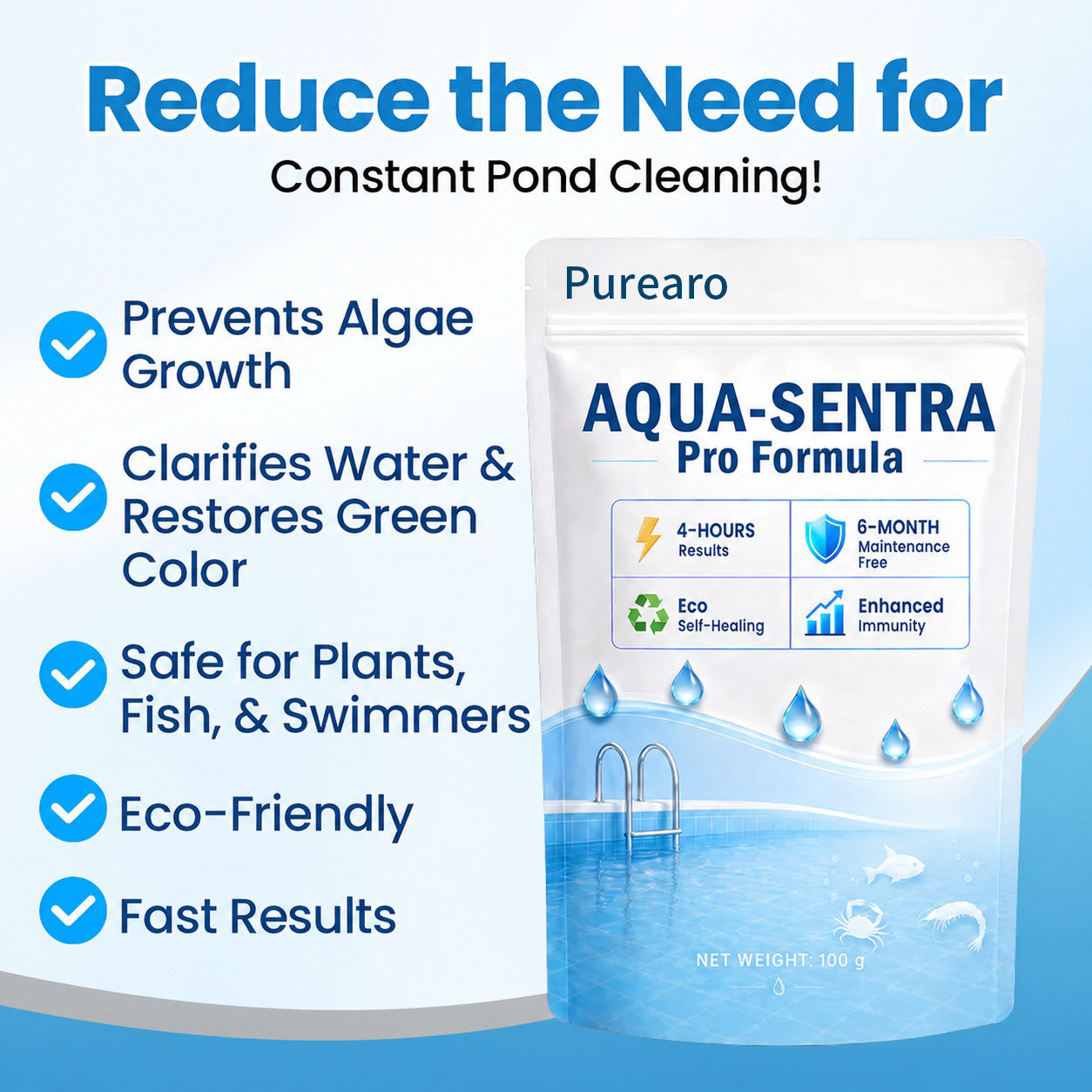 🦠 Purearo Green Water Defense Formula Help Keep Pools & Ponds Cleaner Longer