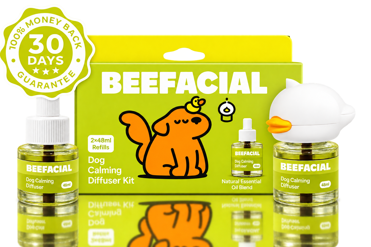 BEEFACIAL dog calming diffuser kit product display